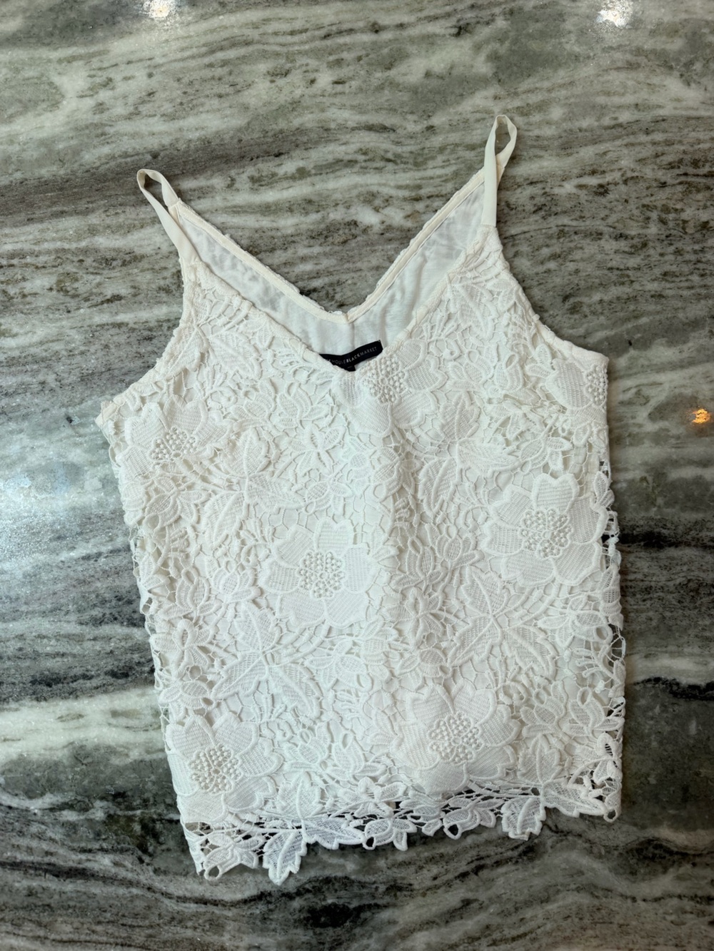 White House Black Market White Floral Lace V-Neck Camisole